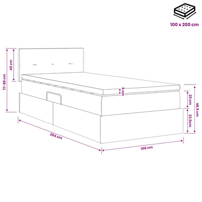 LED-Speicherbett mit Matratze Hellgrau 100 x 200 cm Stoff