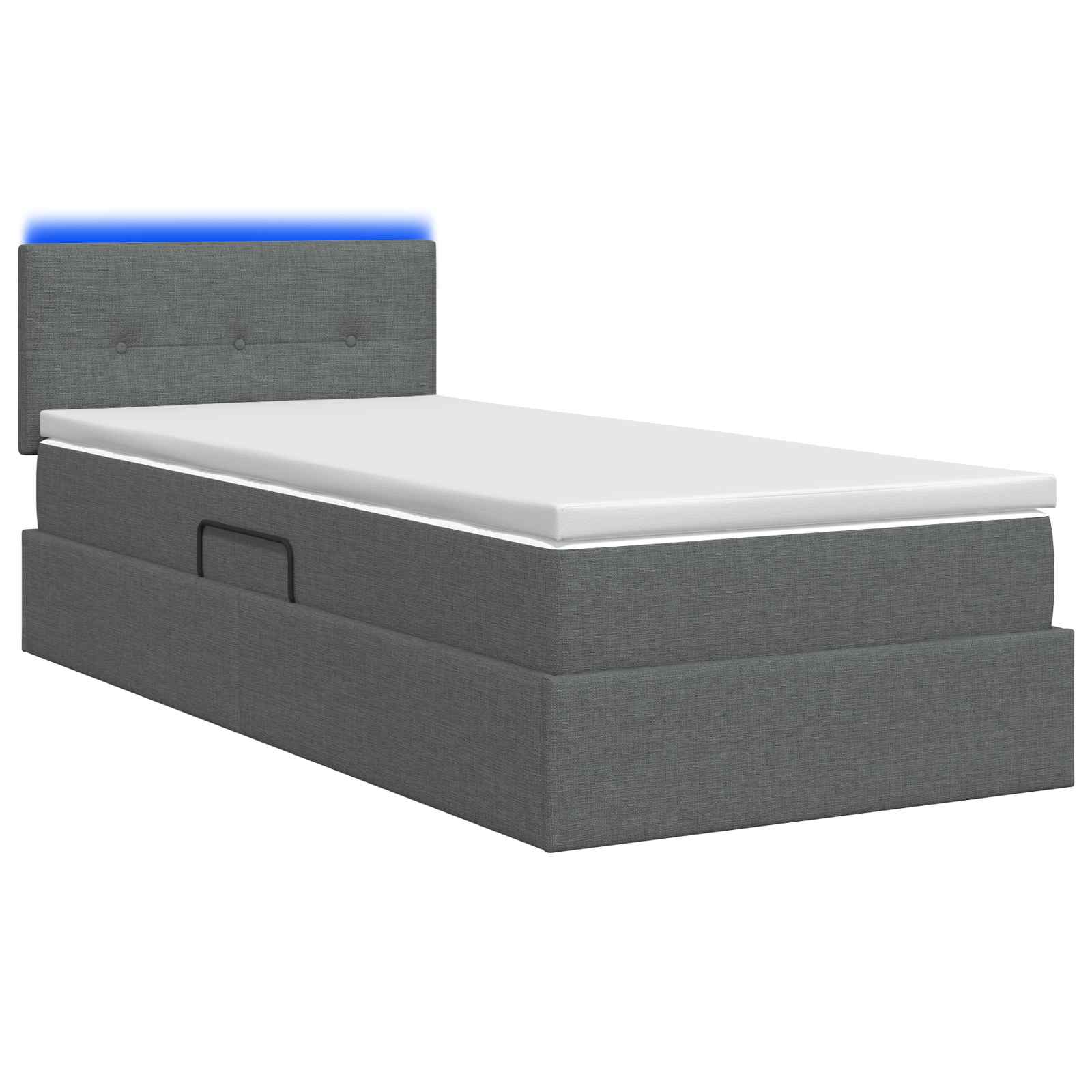 LED-Speicherbett mit Matratze Dunkelgrau 100 x 200 cm Stoff