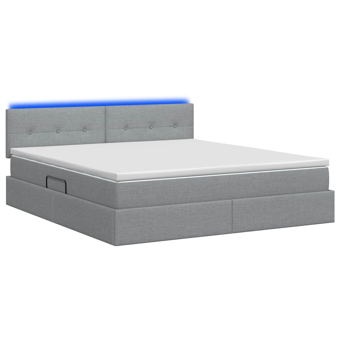 LED-Speicherbett mit Matratze Hellgrau 140 x 200 cm Stoff