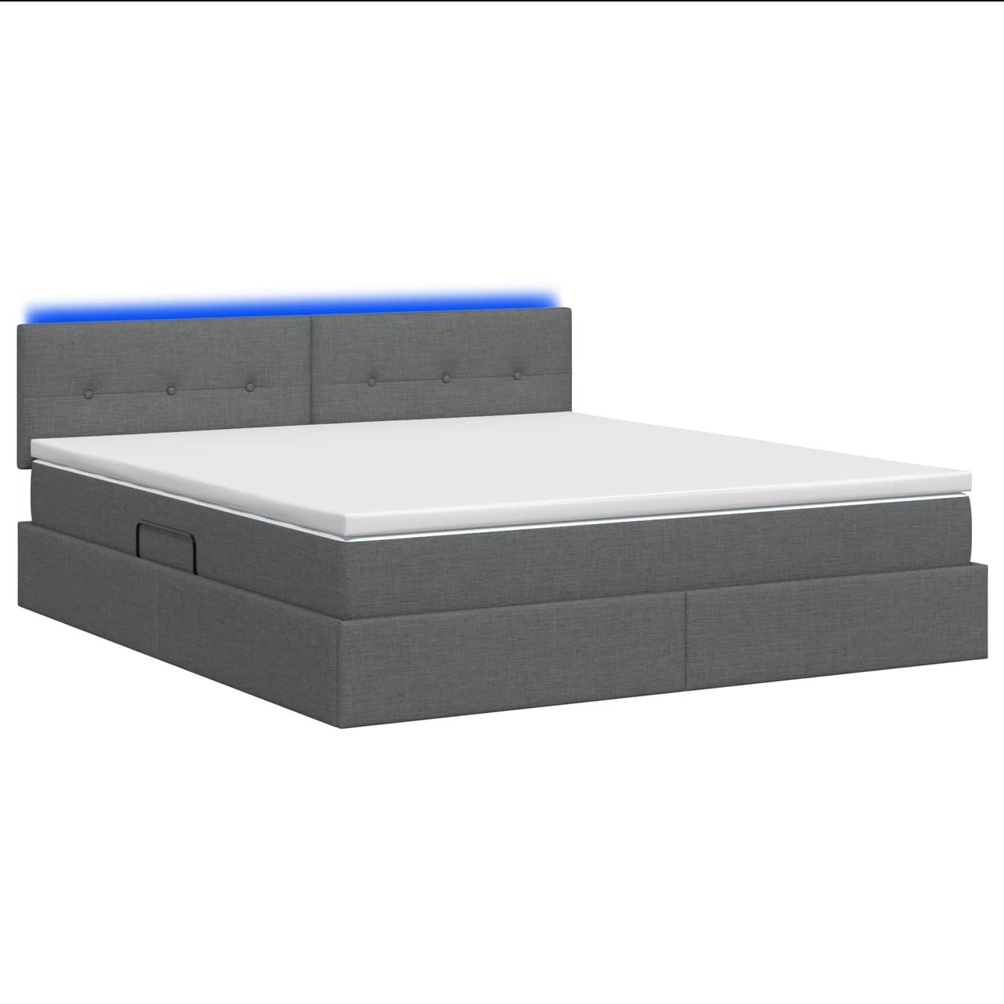 LED-Speicherbett mit Matratze Dunkelgrau 160 x 200 cm Stoff