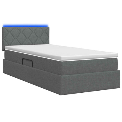 LED-Speicherbett mit Matratze Dunkelgrau 90 x 190 cm Stoff