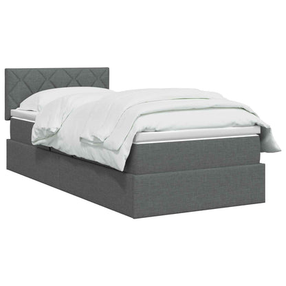 LED-Speicherbett mit Matratze Dunkelgrau 90 x 190 cm Stoff