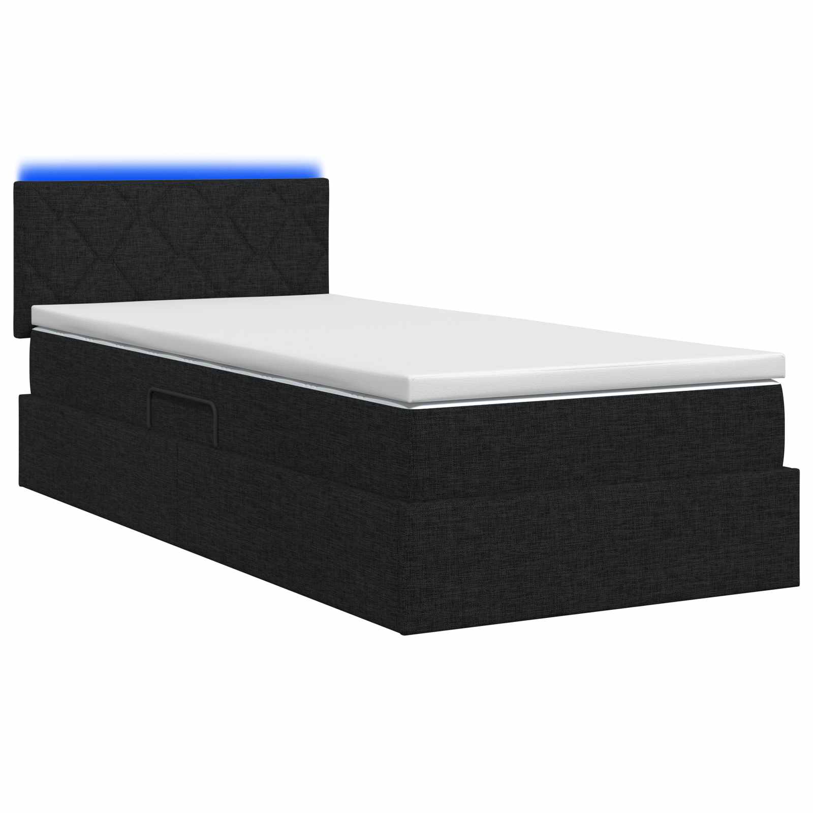 LED-Speicherbett mit Matratze Schwarz 90 x 190 cm Stoff