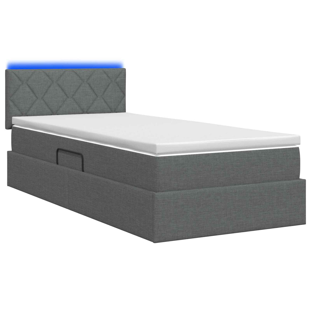 LED-Speicherbett mit Matratze Dunkelgrau 90 x 200 cm Stoff