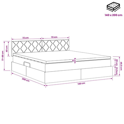 LED-Speicherbett mit Matratze Hellgrau 140 x 200 cm Stoff