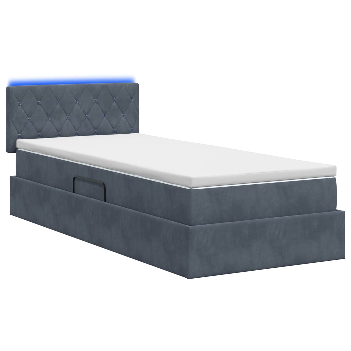 LED-Speicherbett mit Matratze Dunkelgrau 90 x 200 cm Samt