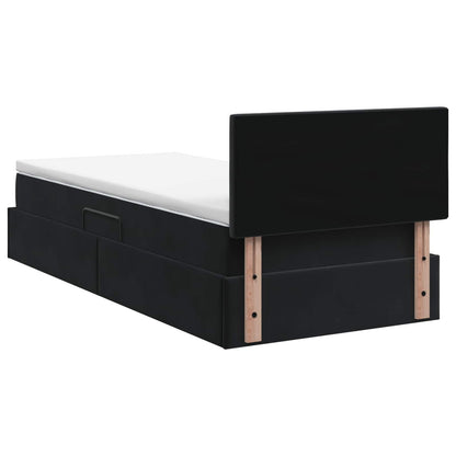 LED-Speicherbett mit Matratze Schwarz 100 x 200 cm Samt