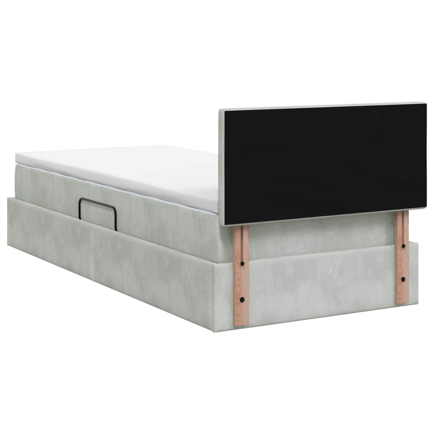 LED-Speicherbett mit Matratze Hellgrau 90 x 200 cm Samt