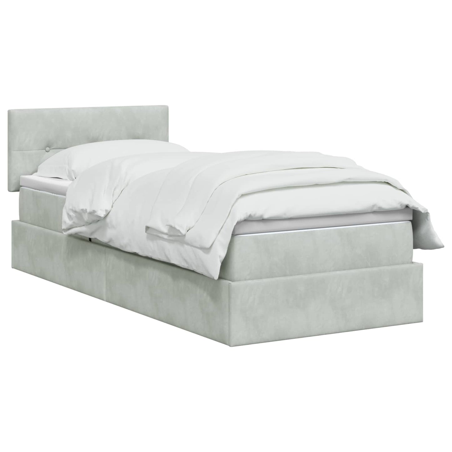 LED-Speicherbett mit Matratze Hellgrau 90 x 200 cm Samt