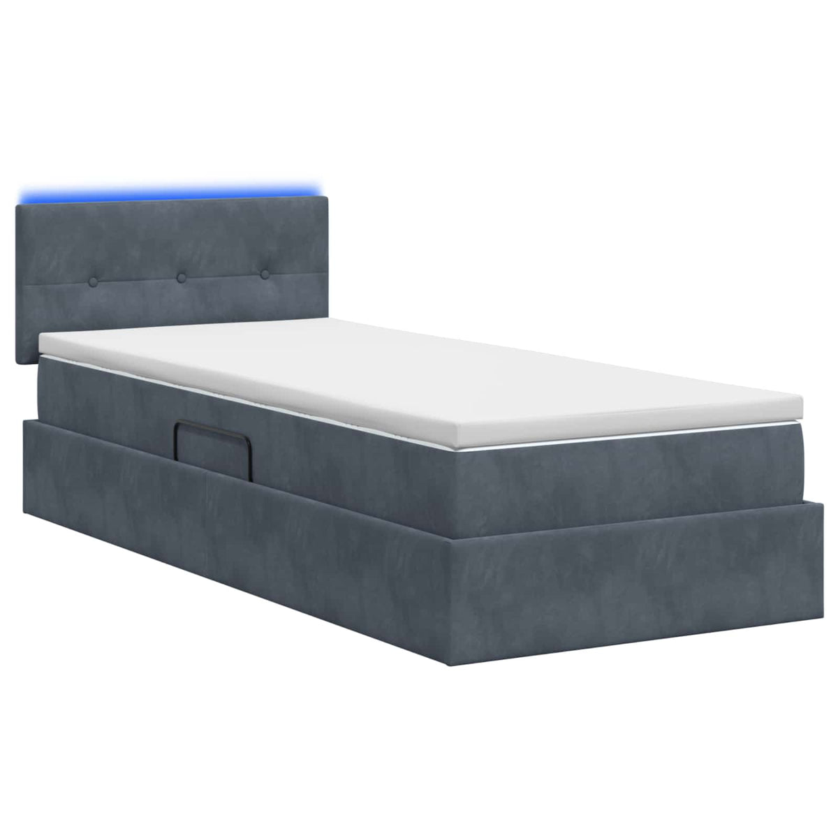 LED-Speicherbett mit Matratze Dunkelgrau 90 x 200 cm Samt