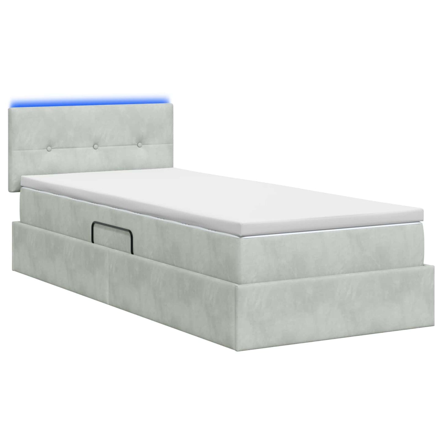 LED-Speicherbett mit Matratze Hellgrau 100 x 200 cm Samt