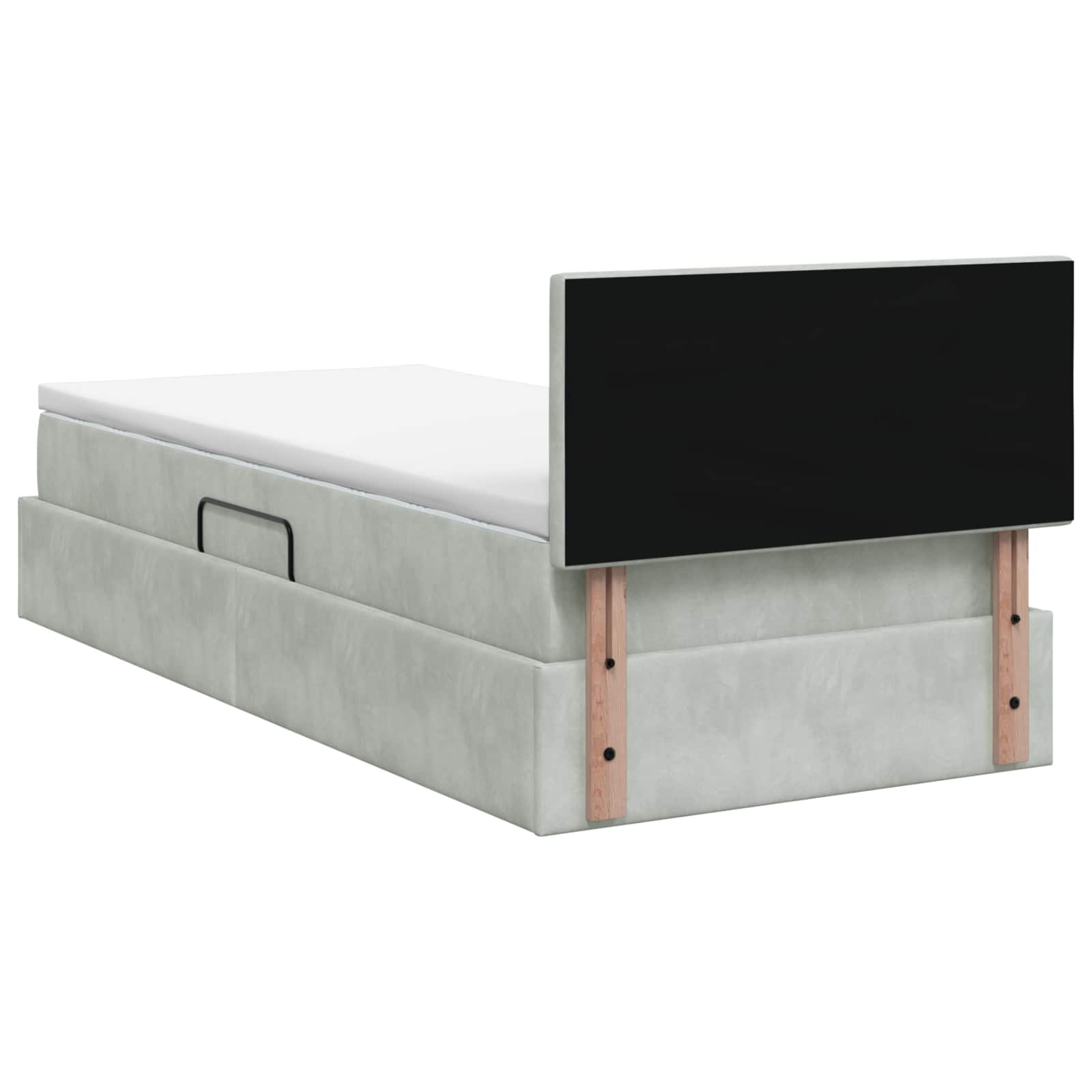 LED-Speicherbett mit Matratze Hellgrau 100 x 200 cm Samt