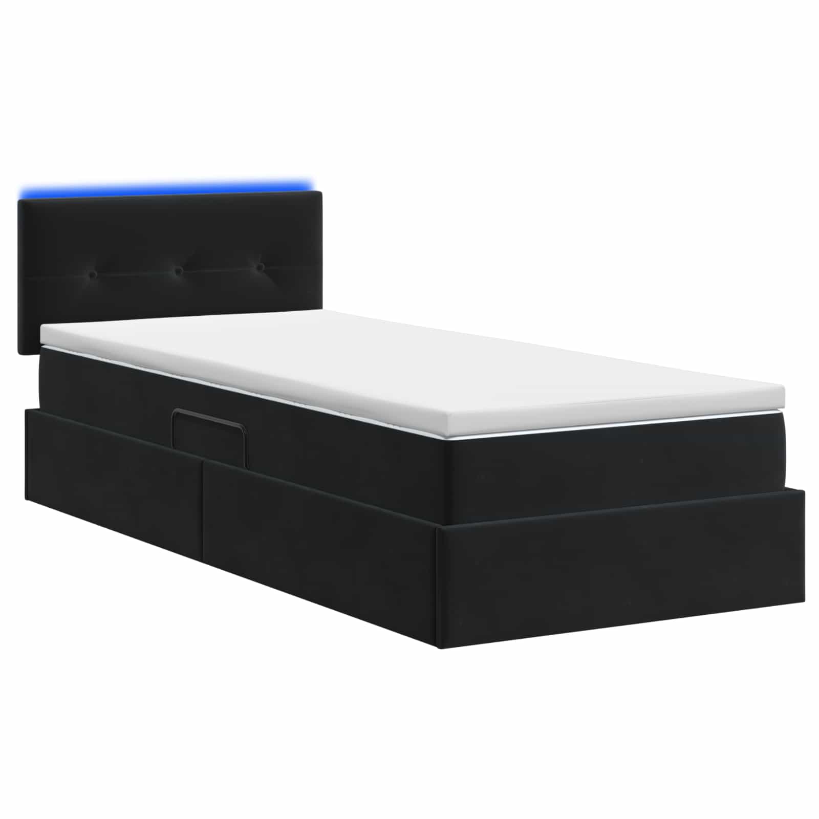 LED-Speicherbett mit Matratze Schwarz 100 x 200 cm Samt