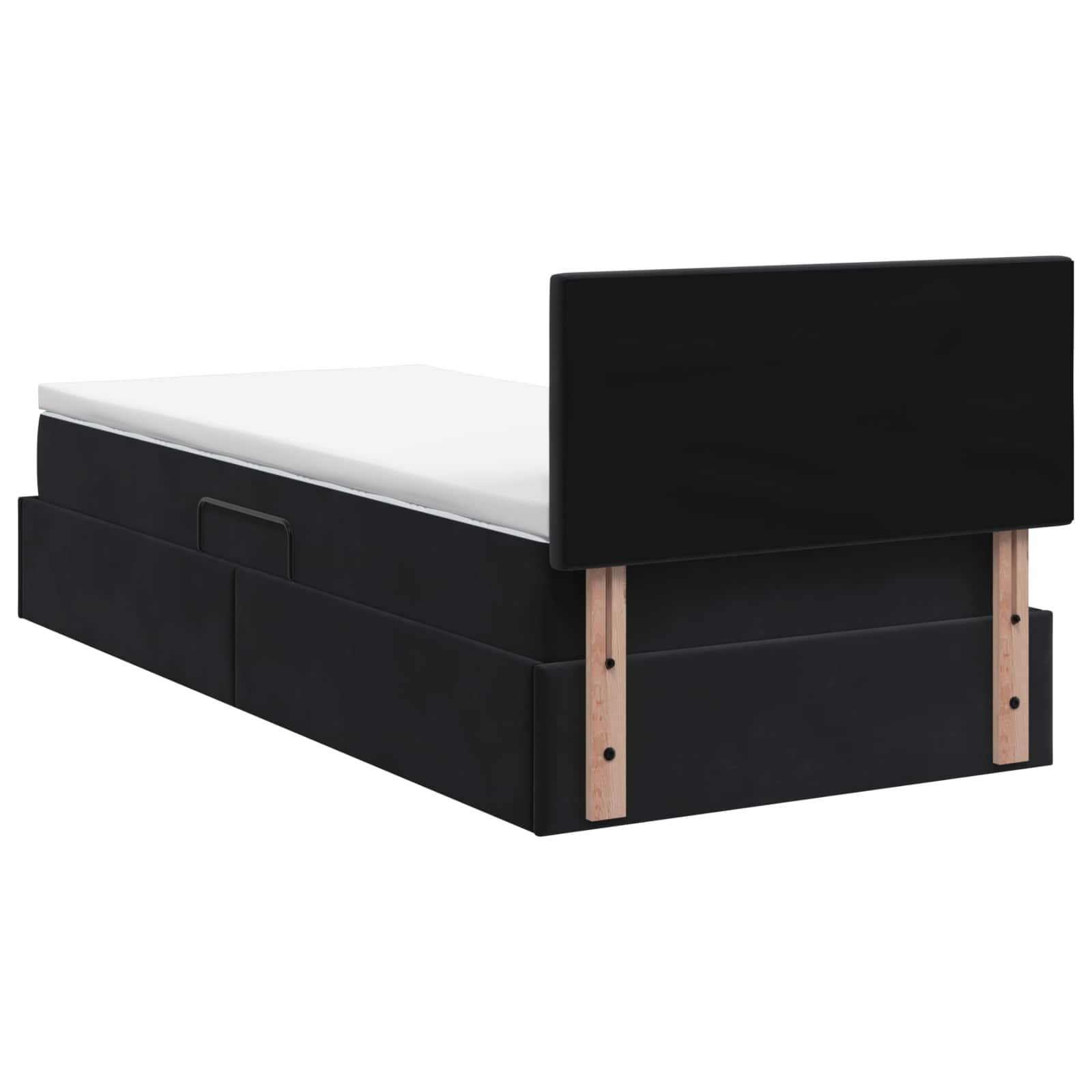LED-Speicherbett mit Matratze Schwarz 100 x 200 cm Samt
