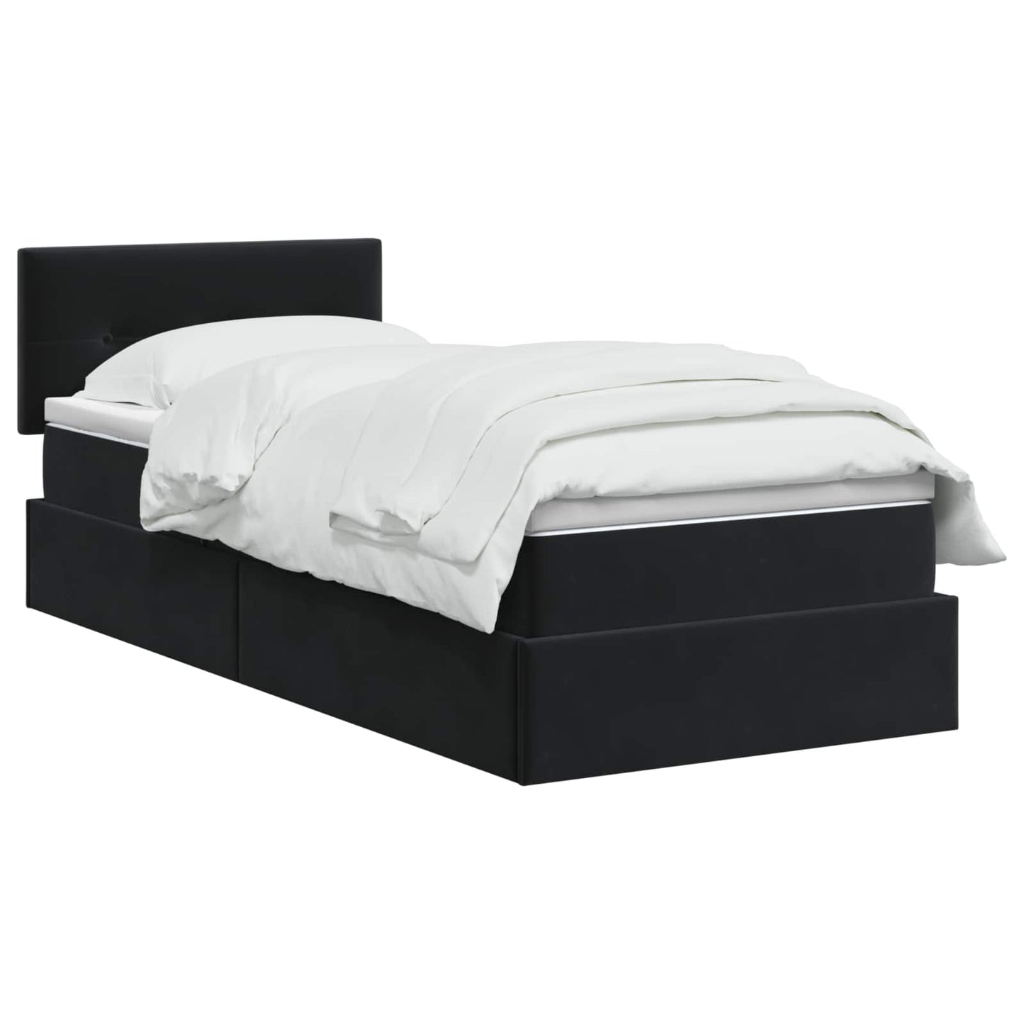 LED-Speicherbett mit Matratze Schwarz 100 x 200 cm Samt