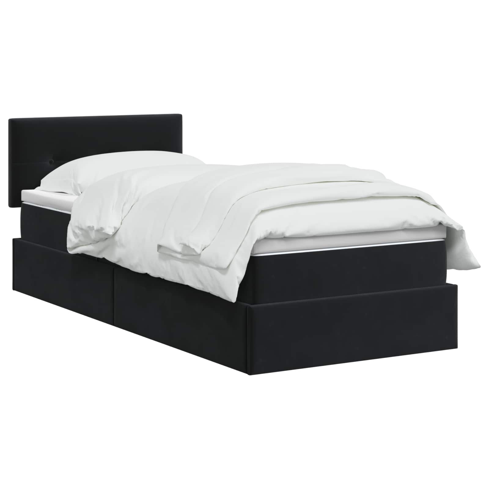 LED-Speicherbett mit Matratze Schwarz 100 x 200 cm Samt