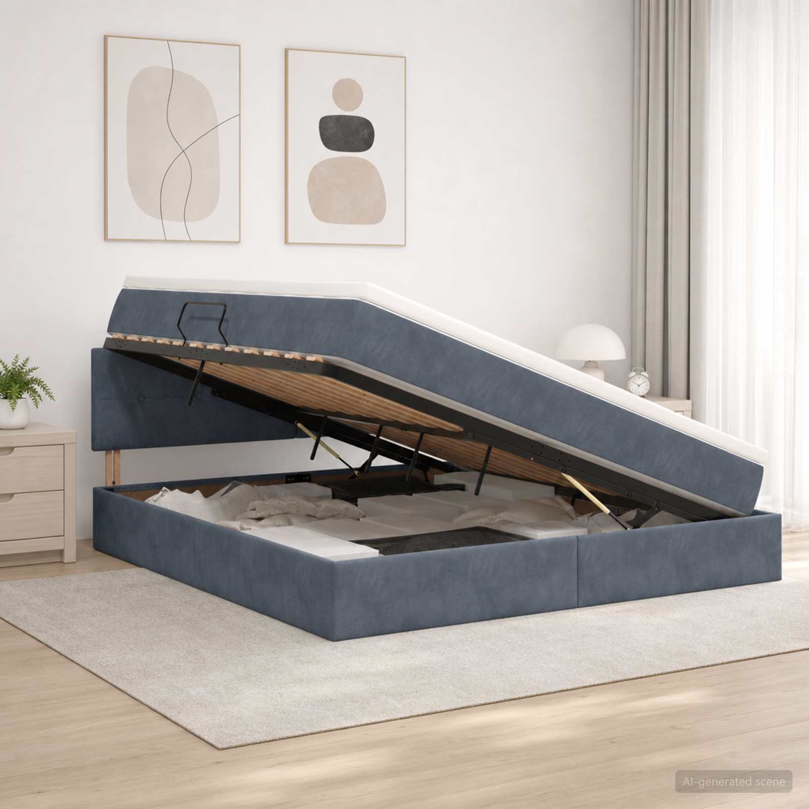 LED-Speicherbett mit Matratze Dunkelgrau 160 x 200 cm Samt