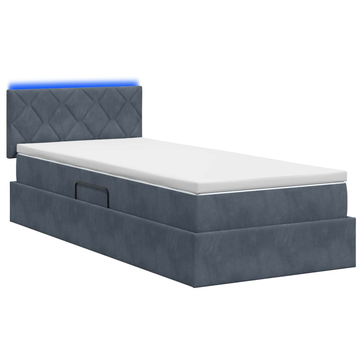 LED-Speicherbett mit Matratze Dunkelgrau 90 x 200 cm Samt