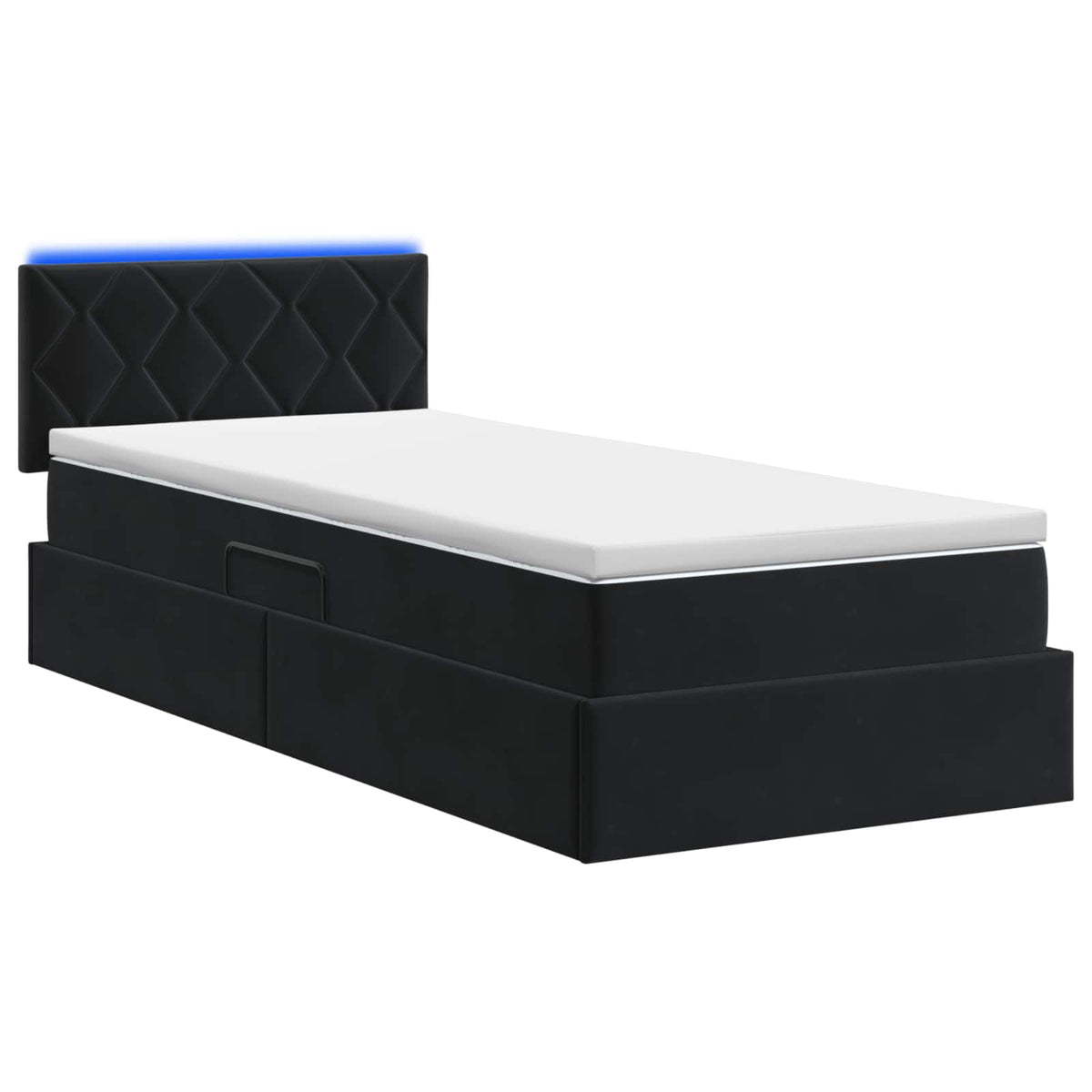LED-Speicherbett mit Matratze Schwarz 90 x 200 cm Samt