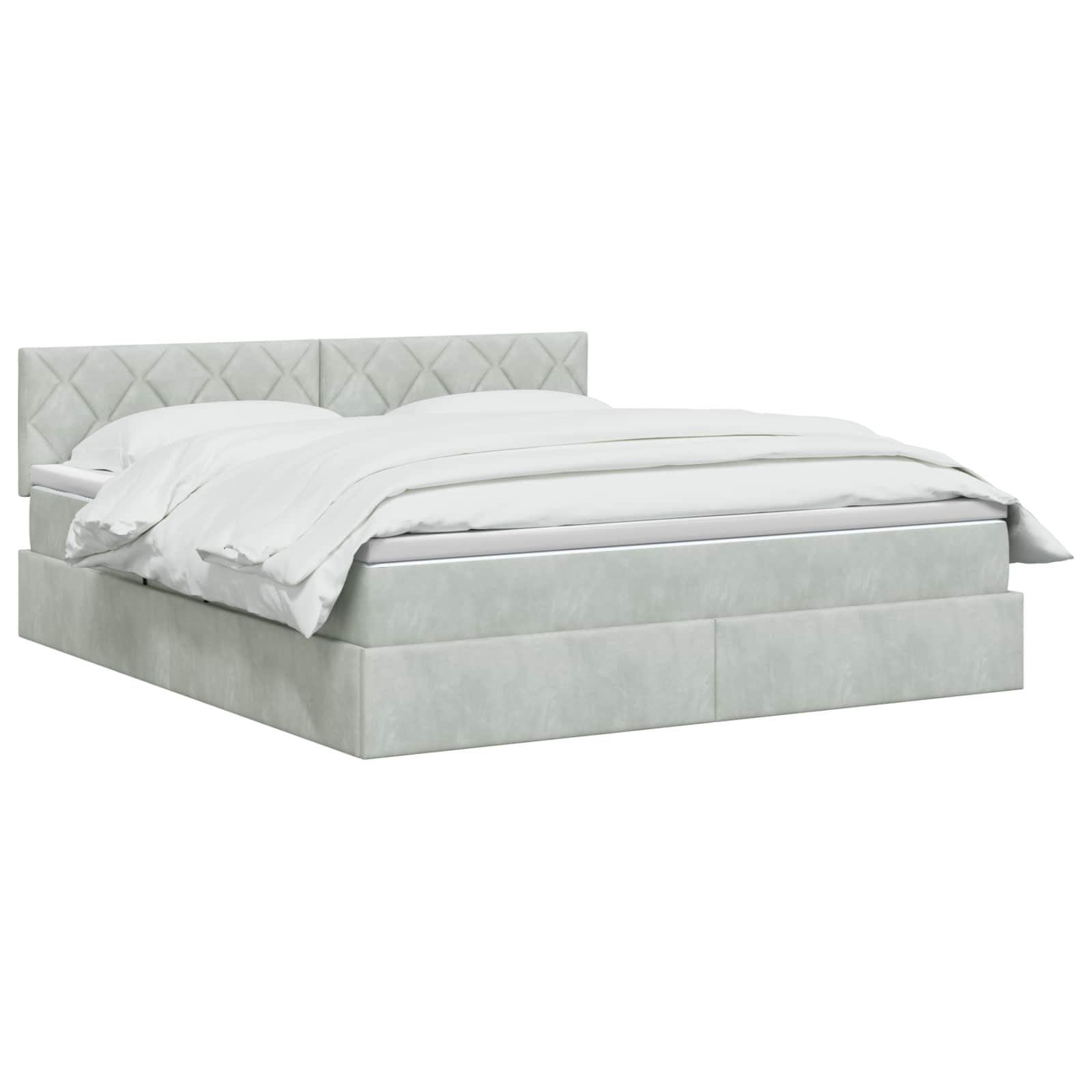 LED-Speicherbett mit Matratze Hellgrau 180 x 200 cm Samt