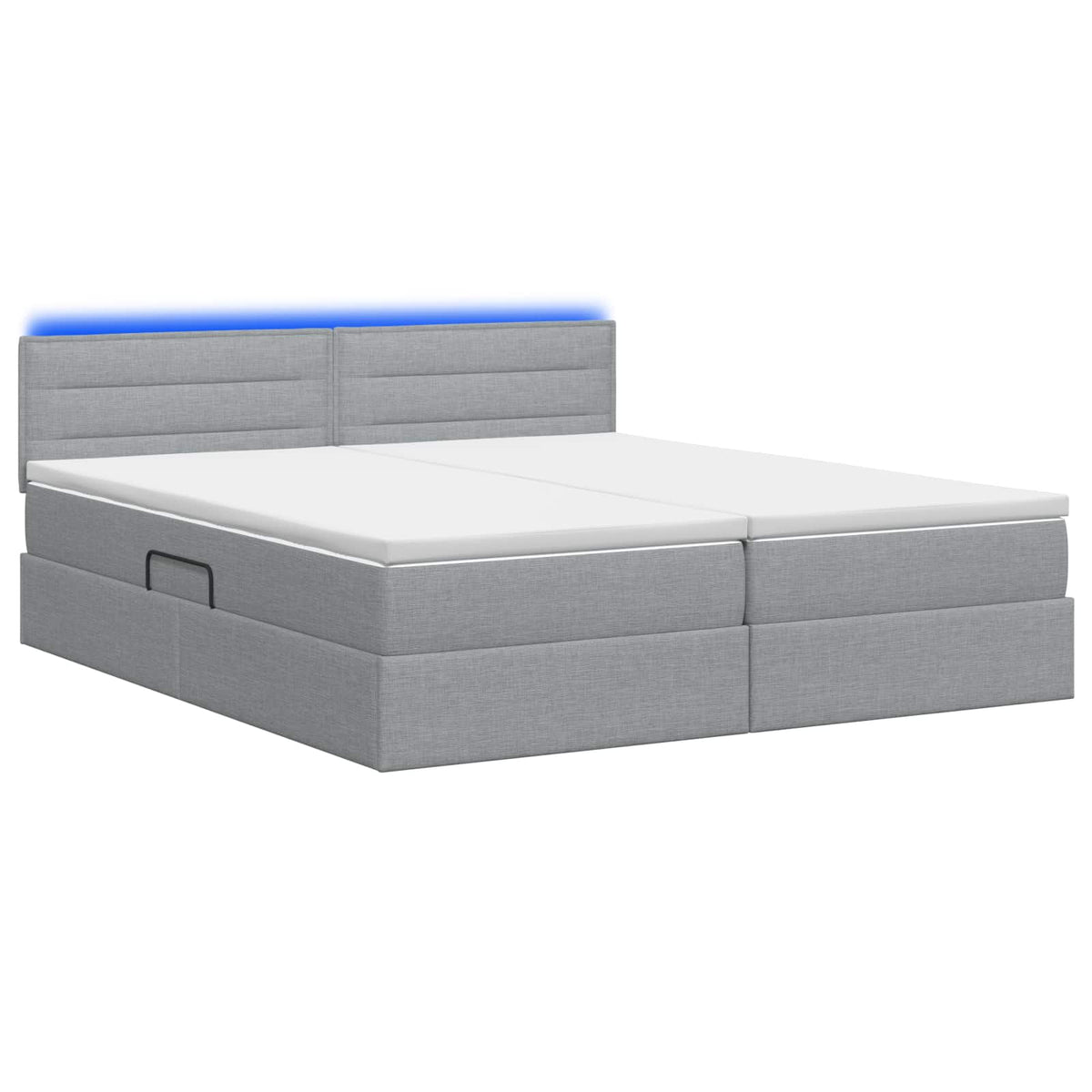 LED-Speicherbett mit Matratze Hellgrau 180 x 200 cm Stoff