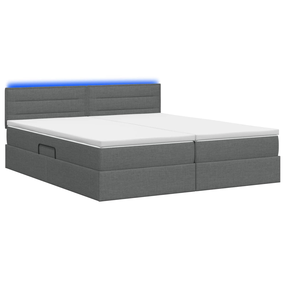LED-Speicherbett mit Matratze Dunkelgrau 200 x 200 cm Stoff