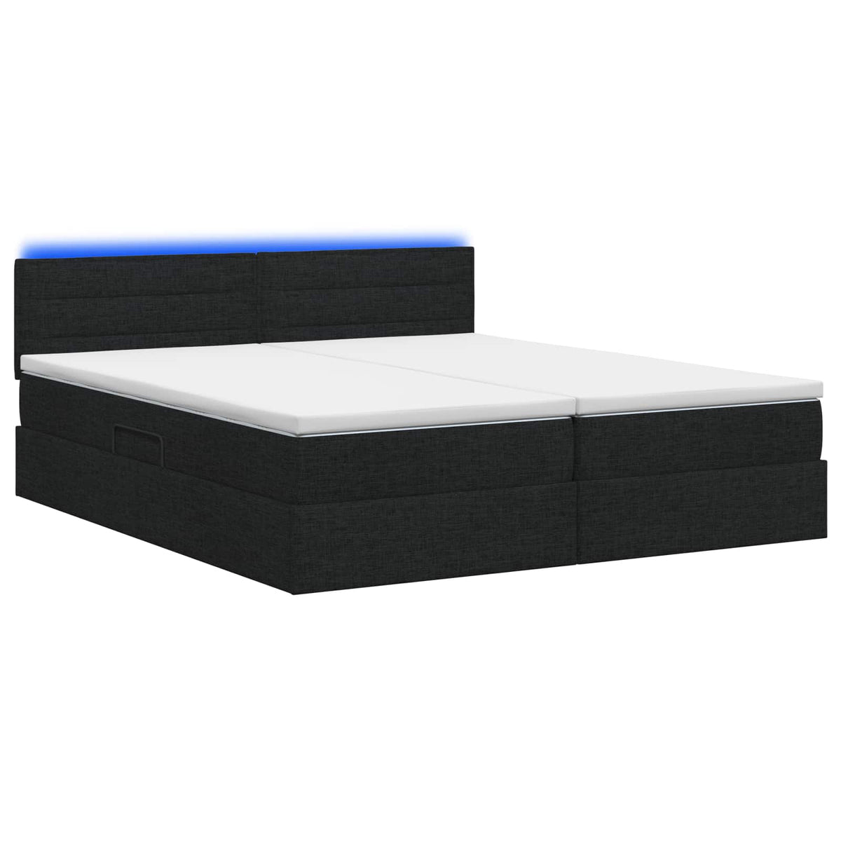LED-Speicherbett mit Matratze Schwarz 200 x 200 cm Stoff