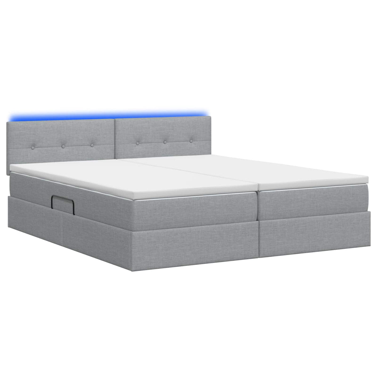 LED-Speicherbett mit Matratze Hellgrau 180 x 200 cm Stoff