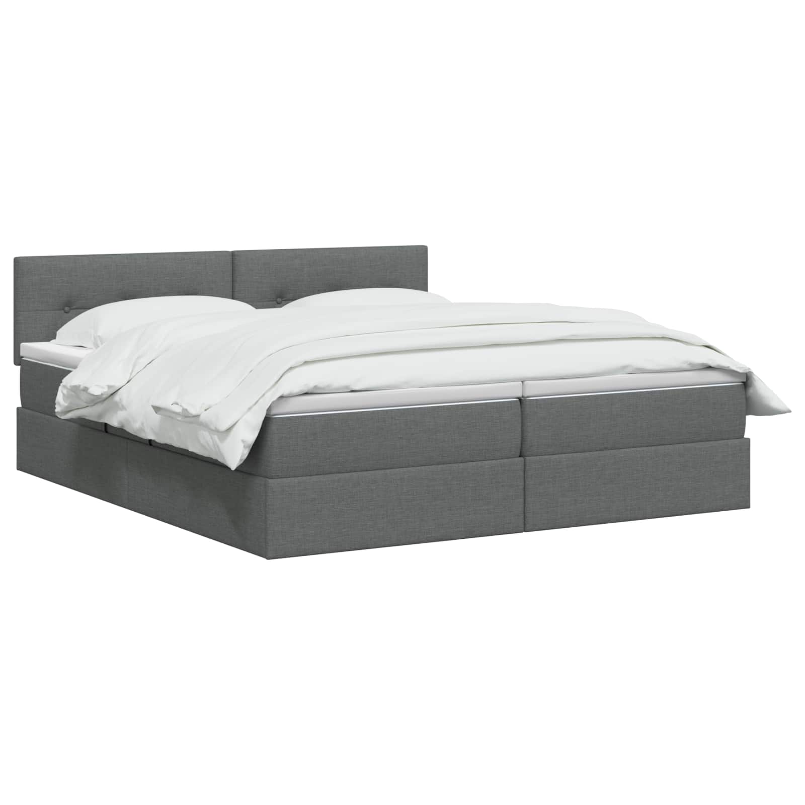 LED-Speicherbett mit Matratze Dunkelgrau 200 x 200 cm Stoff
