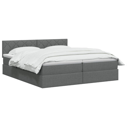 LED-Speicherbett mit Matratze Dunkelgrau 180 x 200 cm Stoff