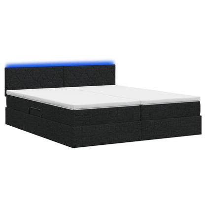 LED-Speicherbett mit Matratze Schwarz 200 x 200 cm Stoff