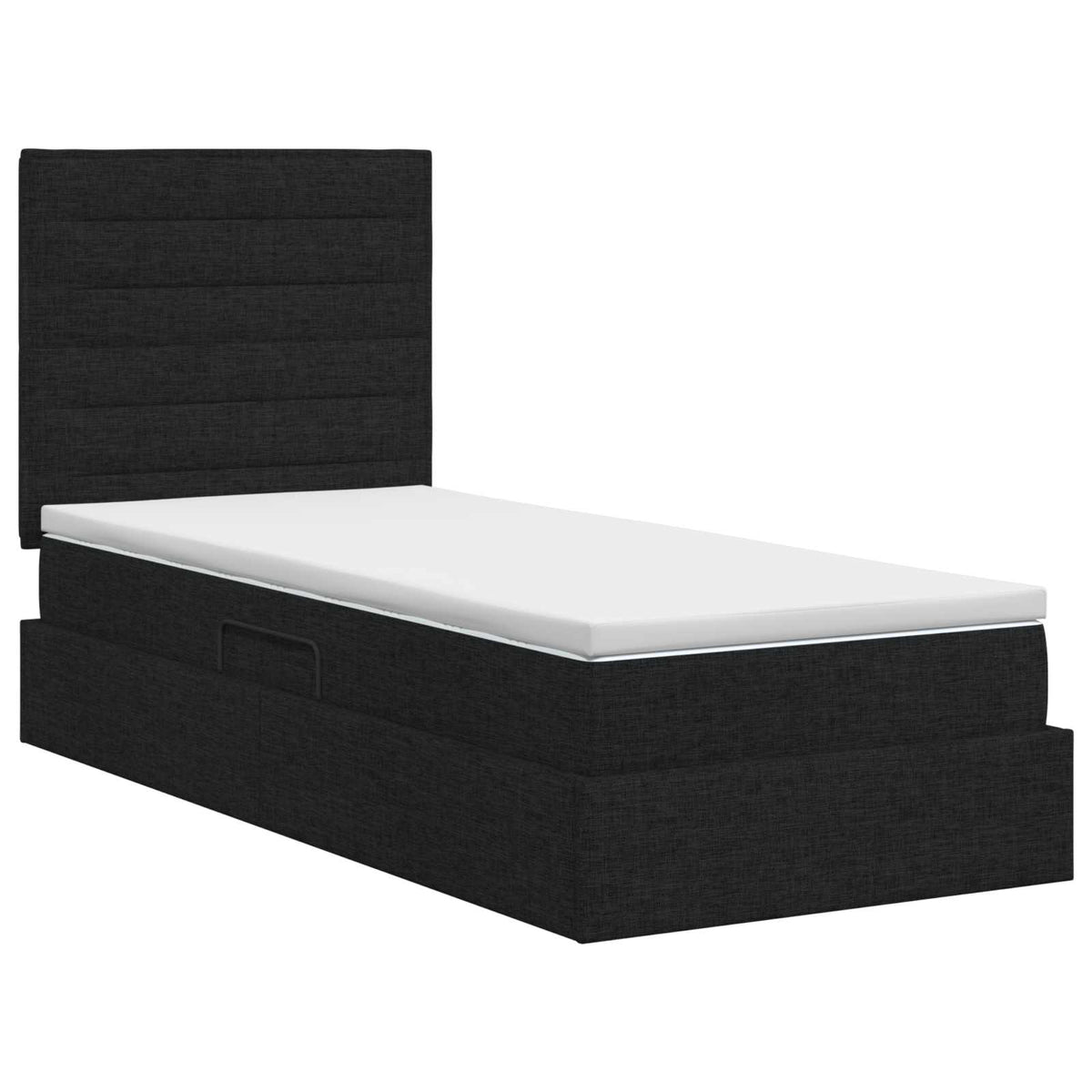 Aufbewahrungsbett mit Matratze Schwarz 90 x 200 cm Stoff