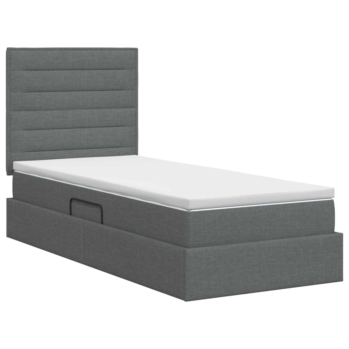 Aufbewahrungsbett mit Matratze Dunkelgrau 100 x 200 cm Stoff