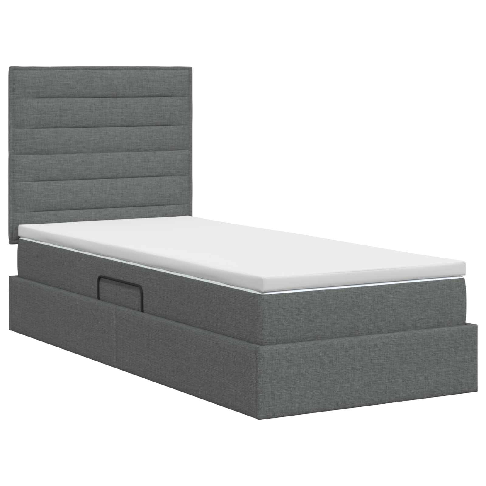 Aufbewahrungsbett mit Matratze Dunkelgrau 100 x 200 cm Stoff