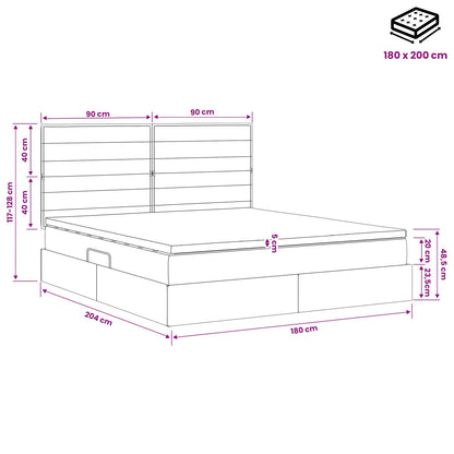 Aufbewahrungsbett mit Matratze Dunkelgrau 180 x 200 cm Stoff
