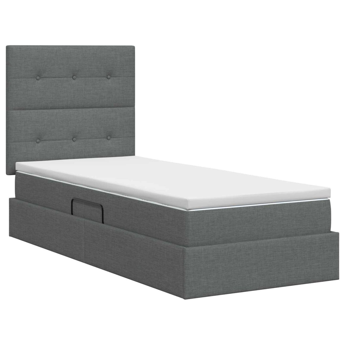 Aufbewahrungsbett mit Matratze Dunkelgrau 90 x 190 cm Stoff