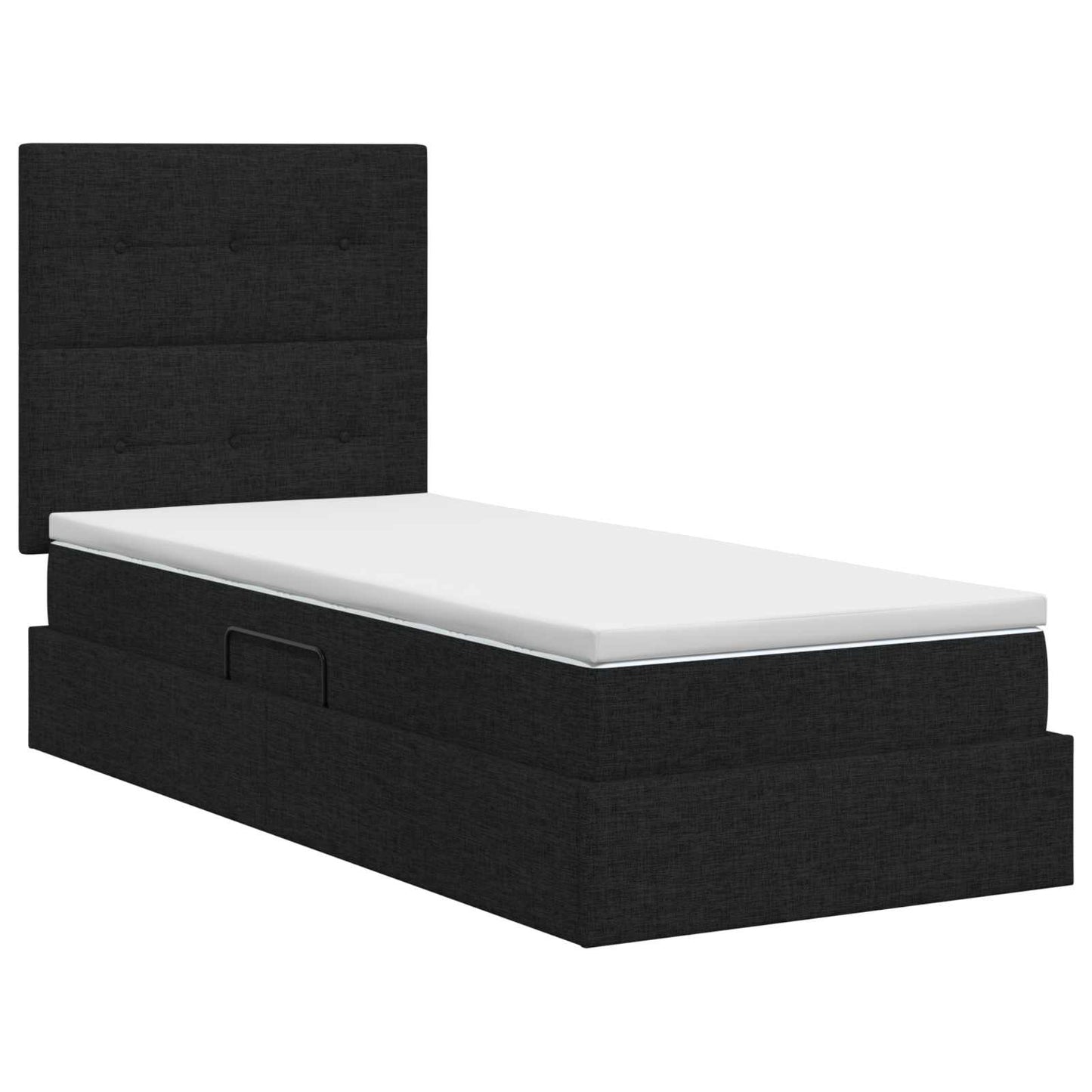 Aufbewahrungsbett mit Matratze Schwarz 90 x 200 cm Stoff