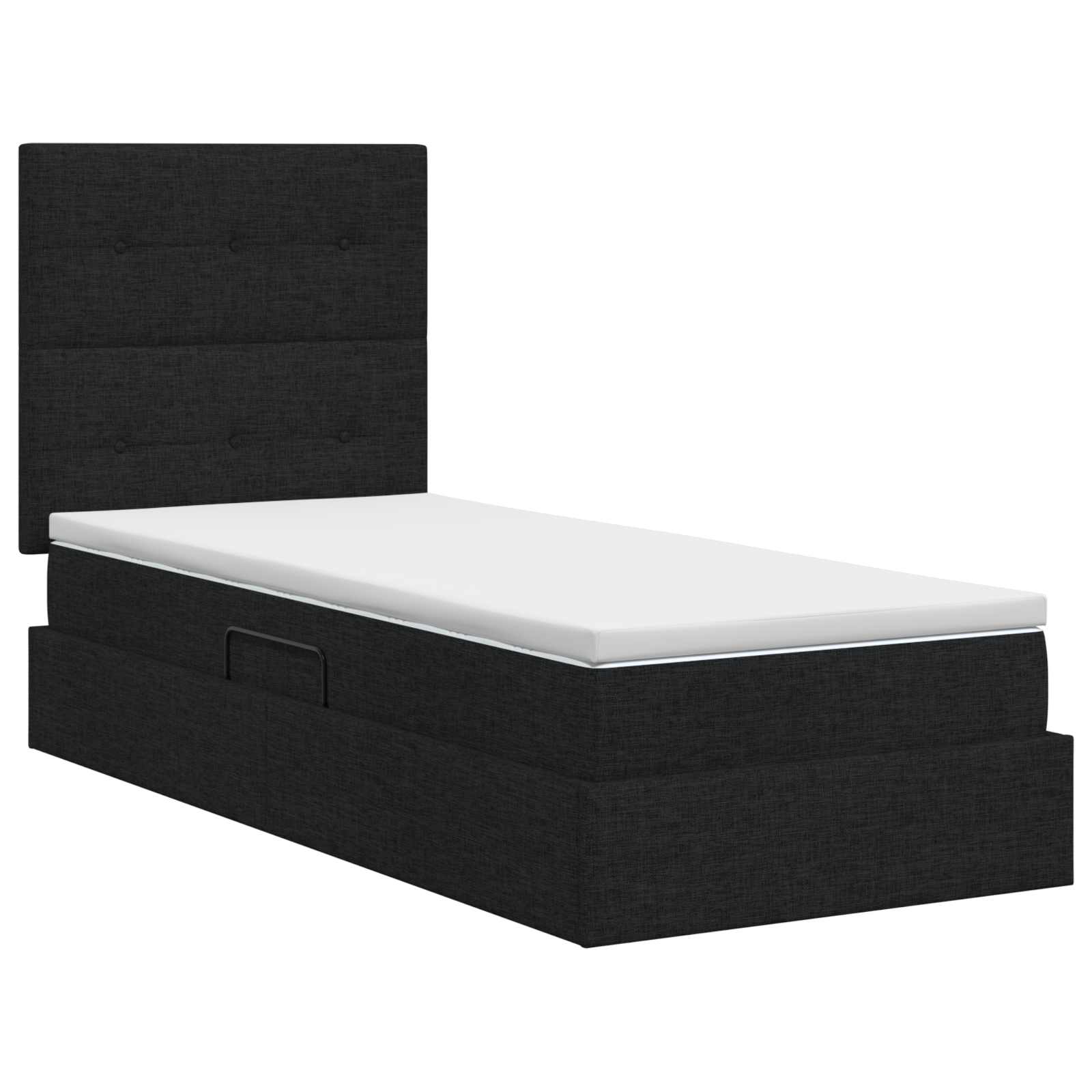 Aufbewahrungsbett mit Matratze Schwarz 90 x 200 cm Stoff