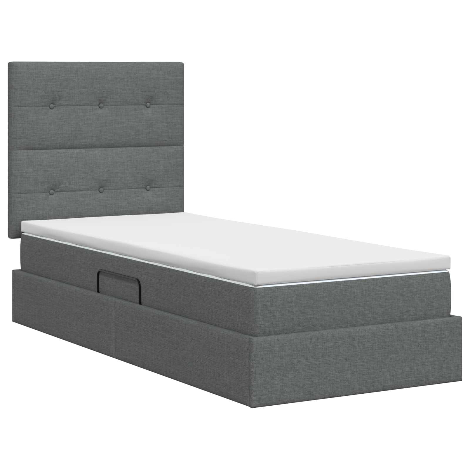 Aufbewahrungsbett mit Matratze Dunkelgrau 100 x 200 cm Stoff