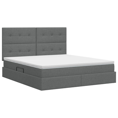 Aufbewahrungsbett mit Matratze Dunkelgrau 160 x 200 cm Stoff