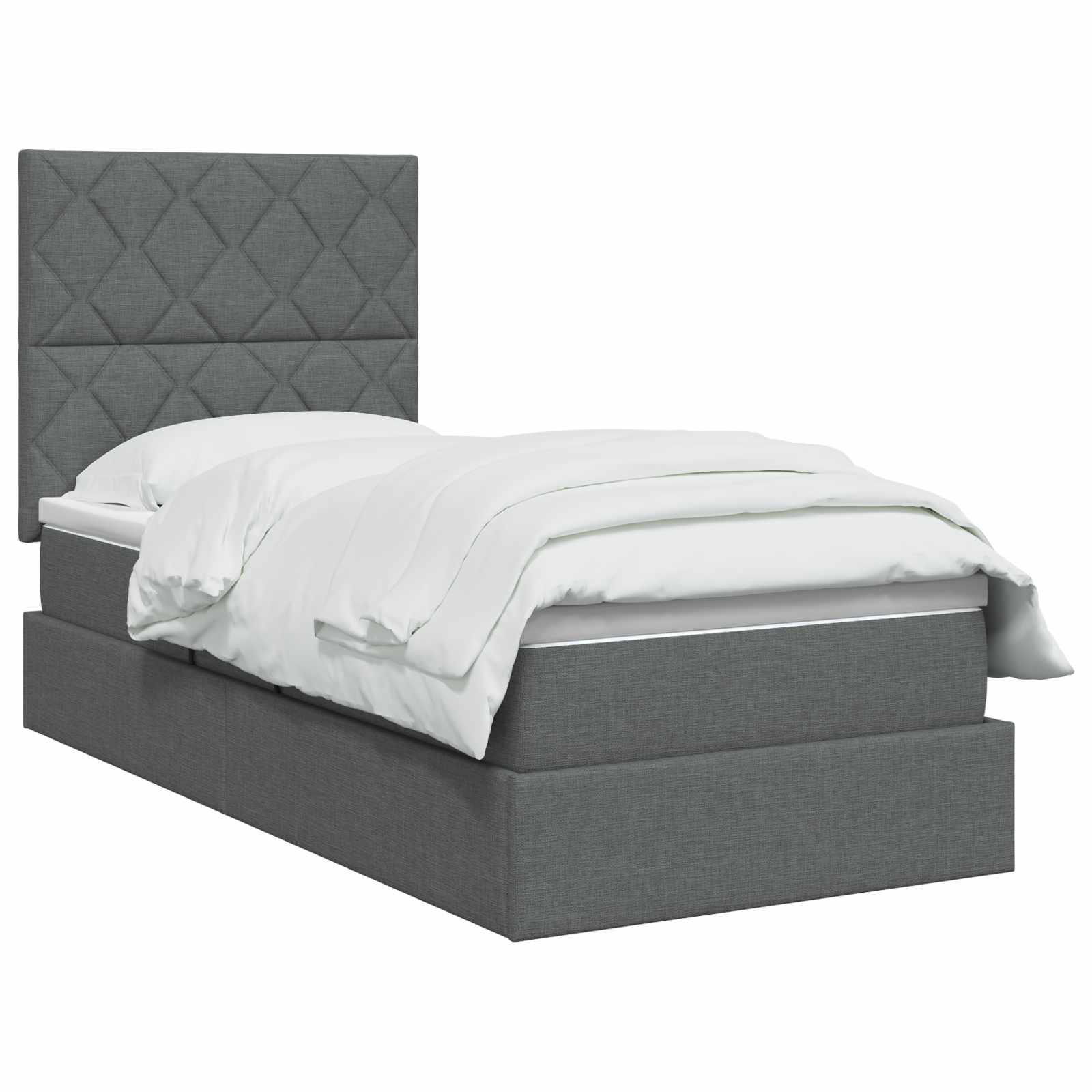 Aufbewahrungsbett mit Matratze Dunkelgrau 90 x 190 cm Stoff