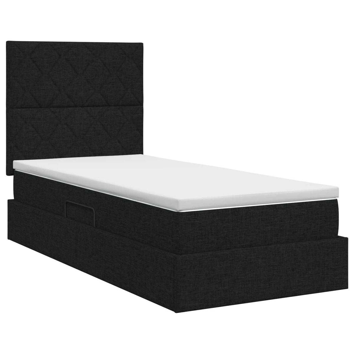 Aufbewahrungsbett mit Matratze Schwarz 100 x 200 cm Stoff
