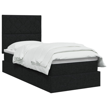 Aufbewahrungsbett mit Matratze Schwarz 100 x 200 cm Stoff