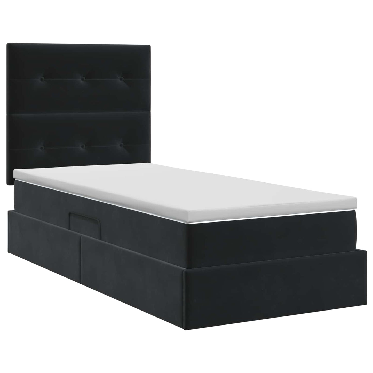 Aufbewahrungsbett mit Matratze Schwarz 100 x 200 cm Samt