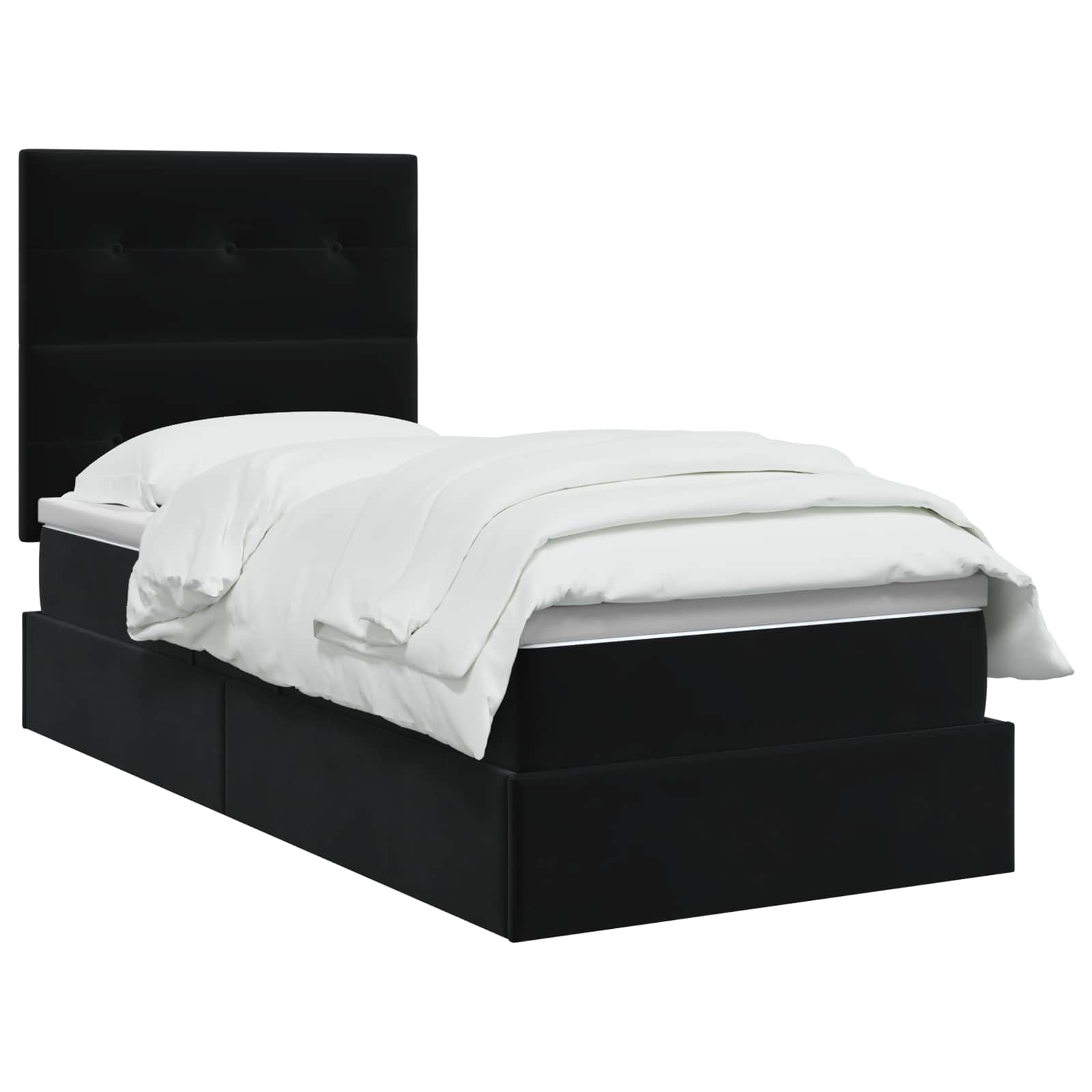 Aufbewahrungsbett mit Matratze Schwarz 100 x 200 cm Samt
