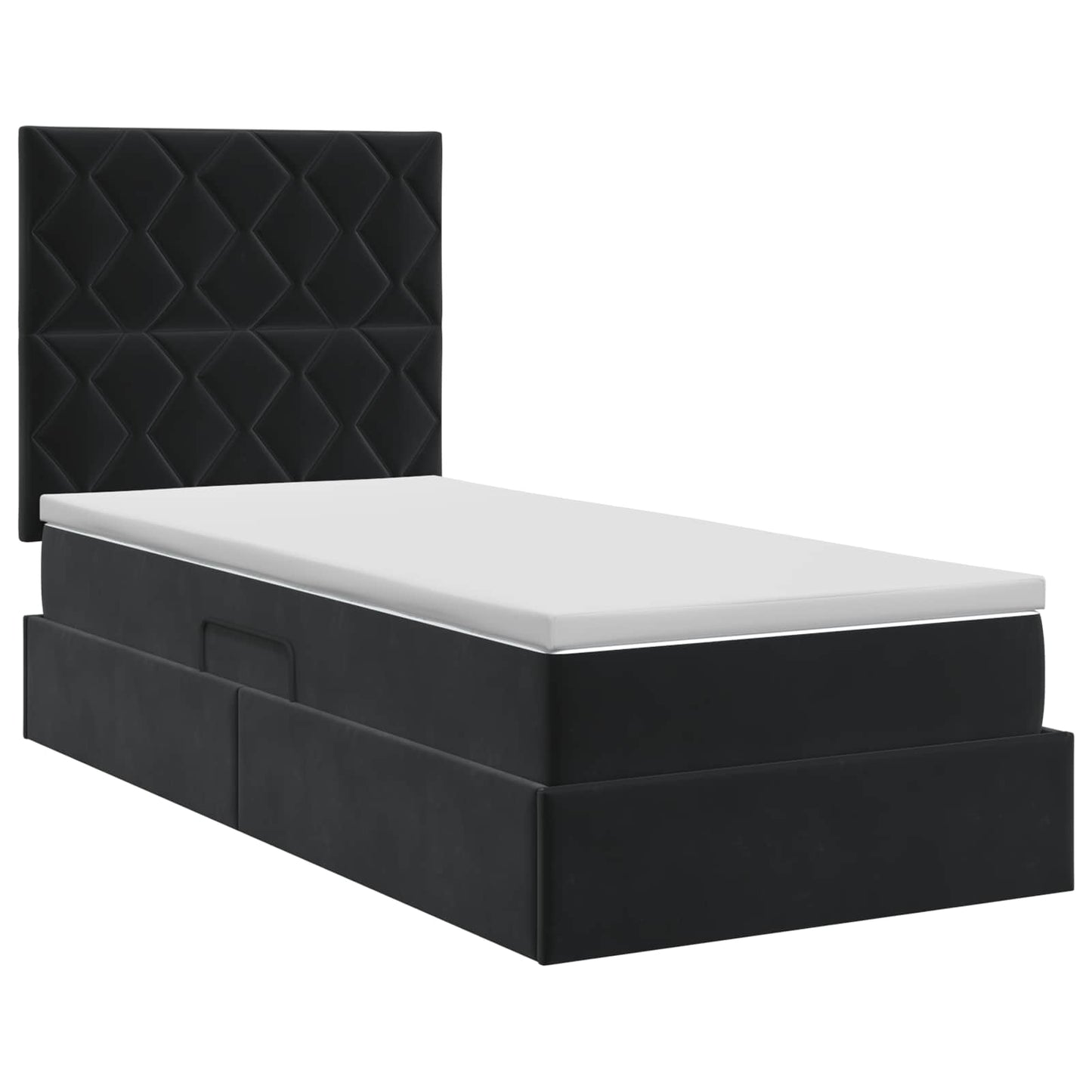 Aufbewahrungsbett mit Matratze Schwarz 100 x 200 cm Samt