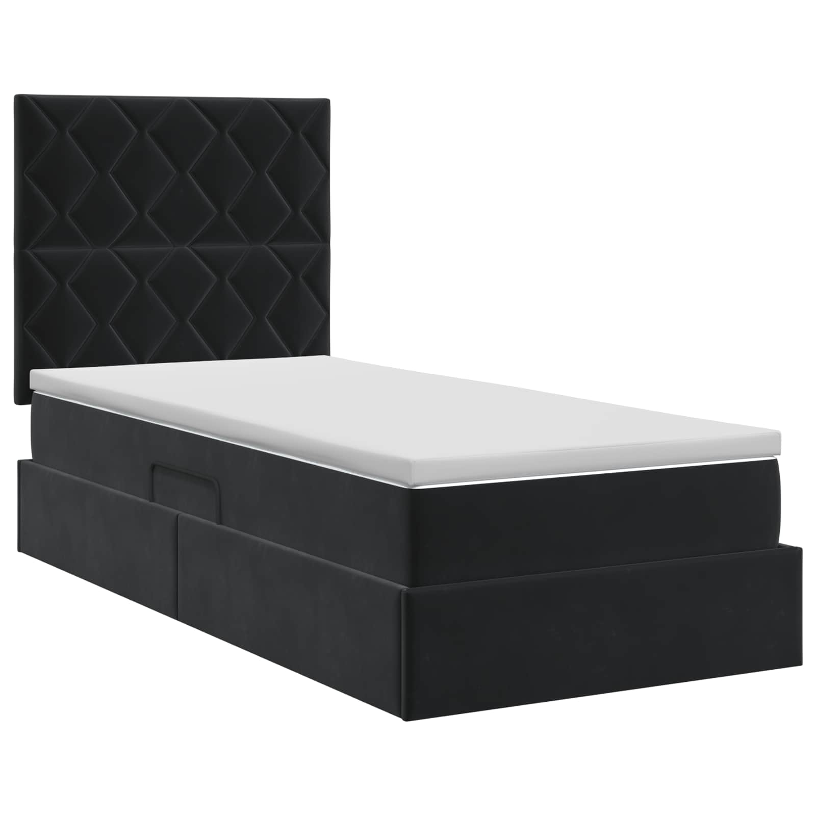 Aufbewahrungsbett mit Matratze Schwarz 100 x 200 cm Samt
