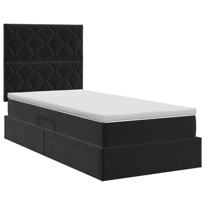 Aufbewahrungsbett mit Matratze Schwarz 100 x 200 cm Samt