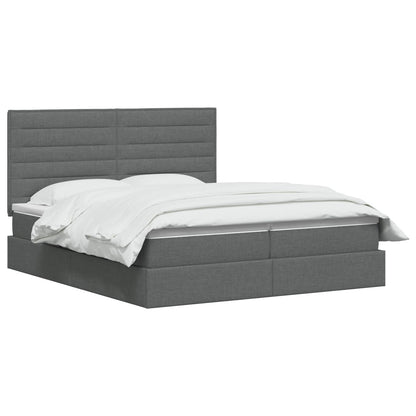 Aufbewahrungsbett mit Kopfteil Dunkelgrau 200 x 200 cm Stoff