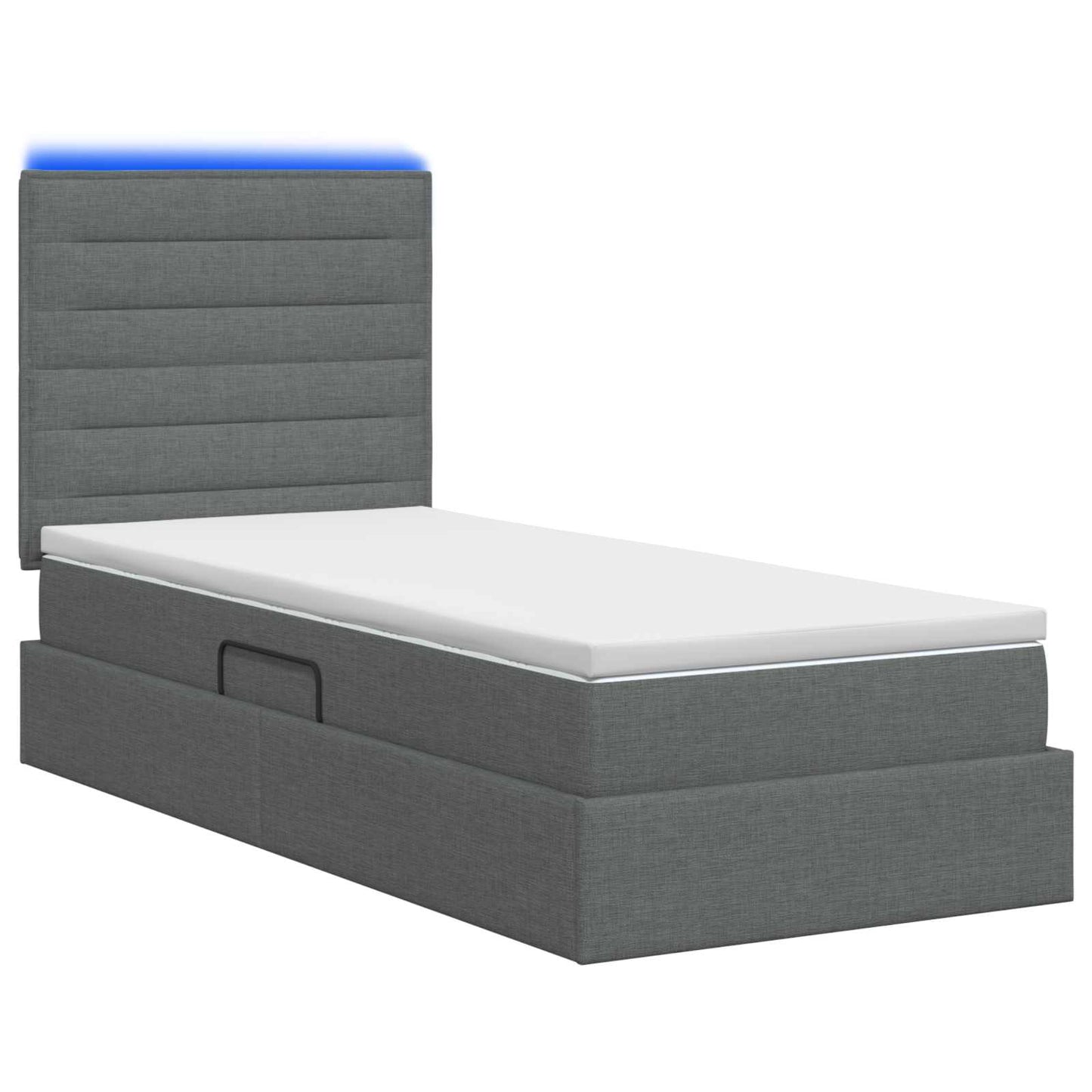 LED-Speicherbett mit Matratze Dunkelgrau 100 x 200 cm Stoff
